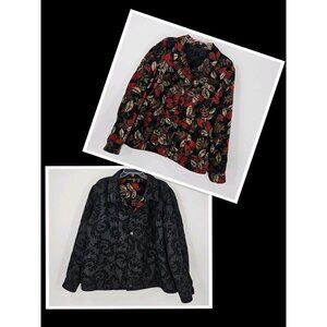 Analogy Plus Size 2X Reversible Jacket Tapestry Embroider Floral Jacket Brocade